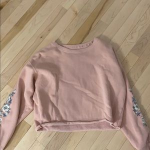 Pink cropped crew neck